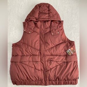 Ozark Trail mid length puffer vest hooded mauve rose plus size 2x NWT